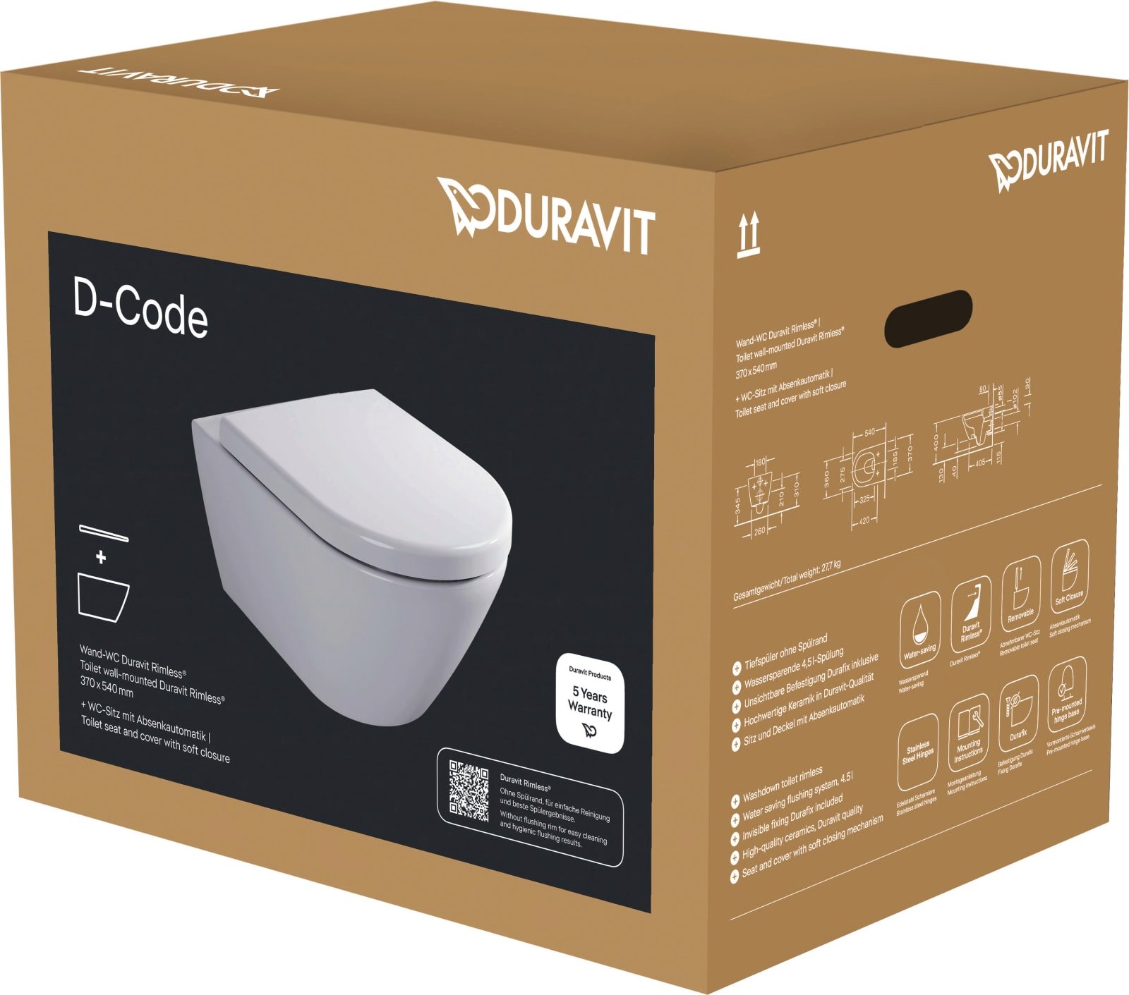 D-Code WC-pack hangend Wit Hoogglans 540 mm