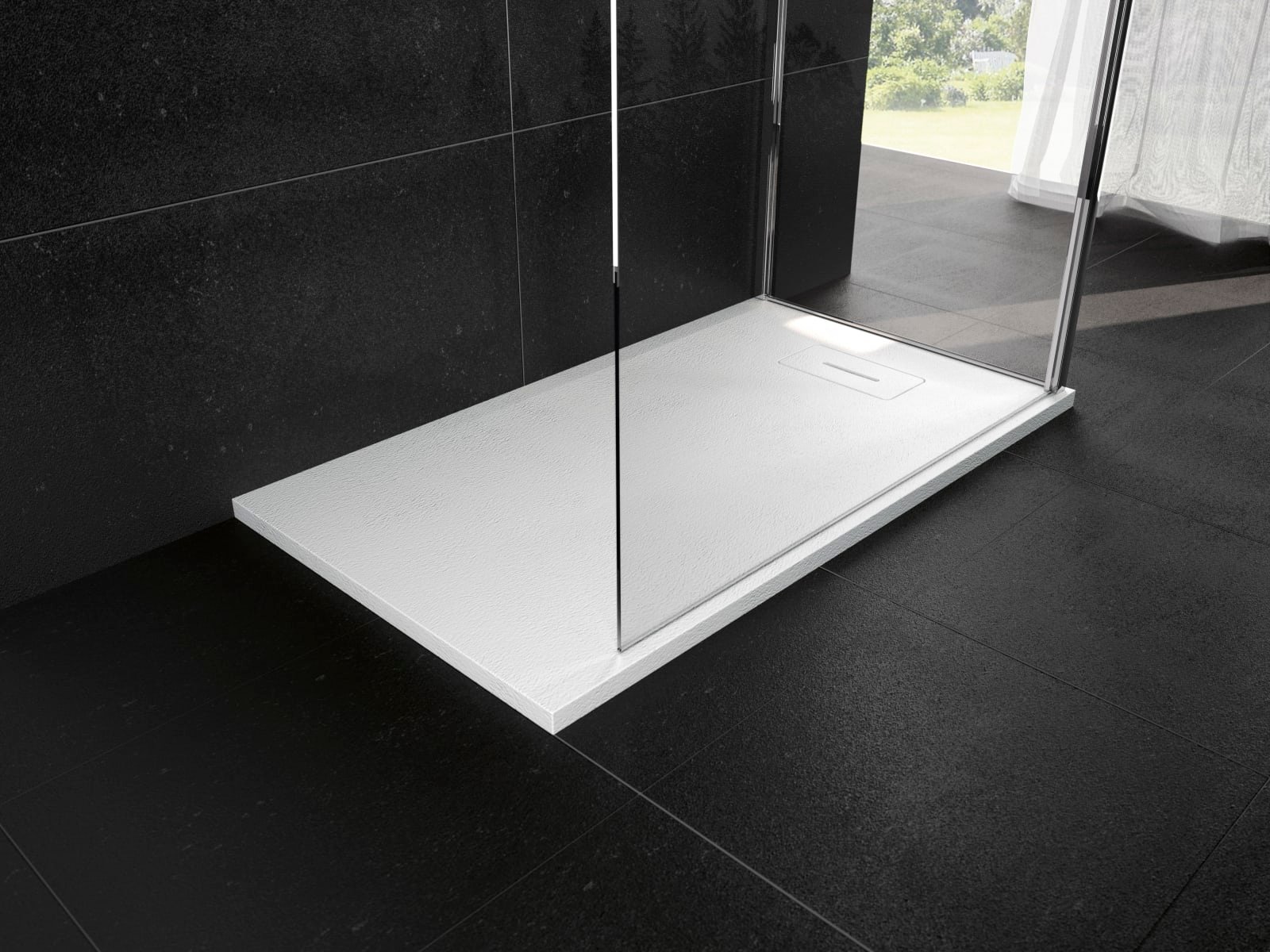Novellini Novosolid, Douchebak, rechthoekig, 90mm afvoer, composiet, 1500 x 700mm (LxB), 35mm bak wit