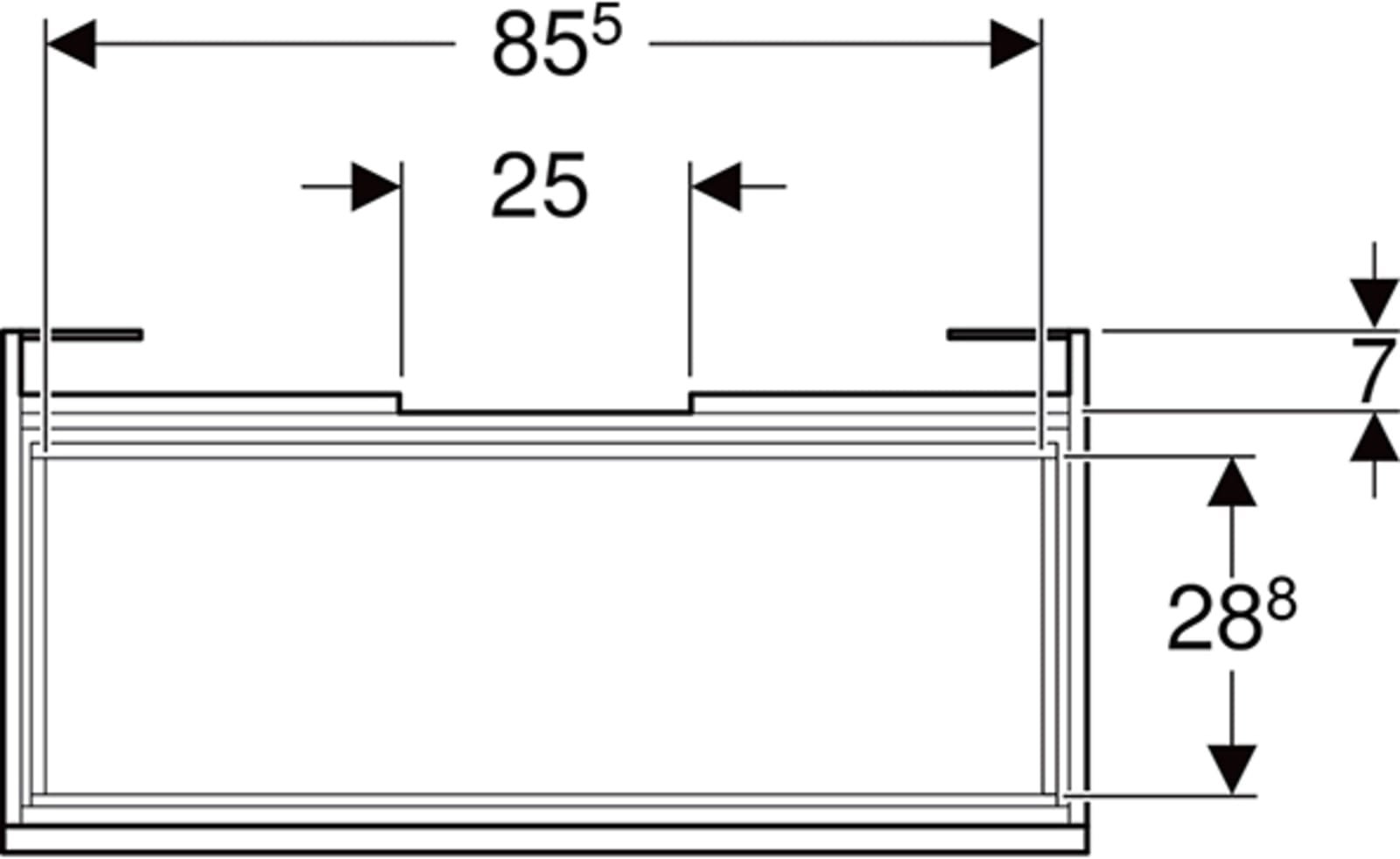 Geberit Renova Plan wastafel onderkast, met lade 100cm, licht noten hickory