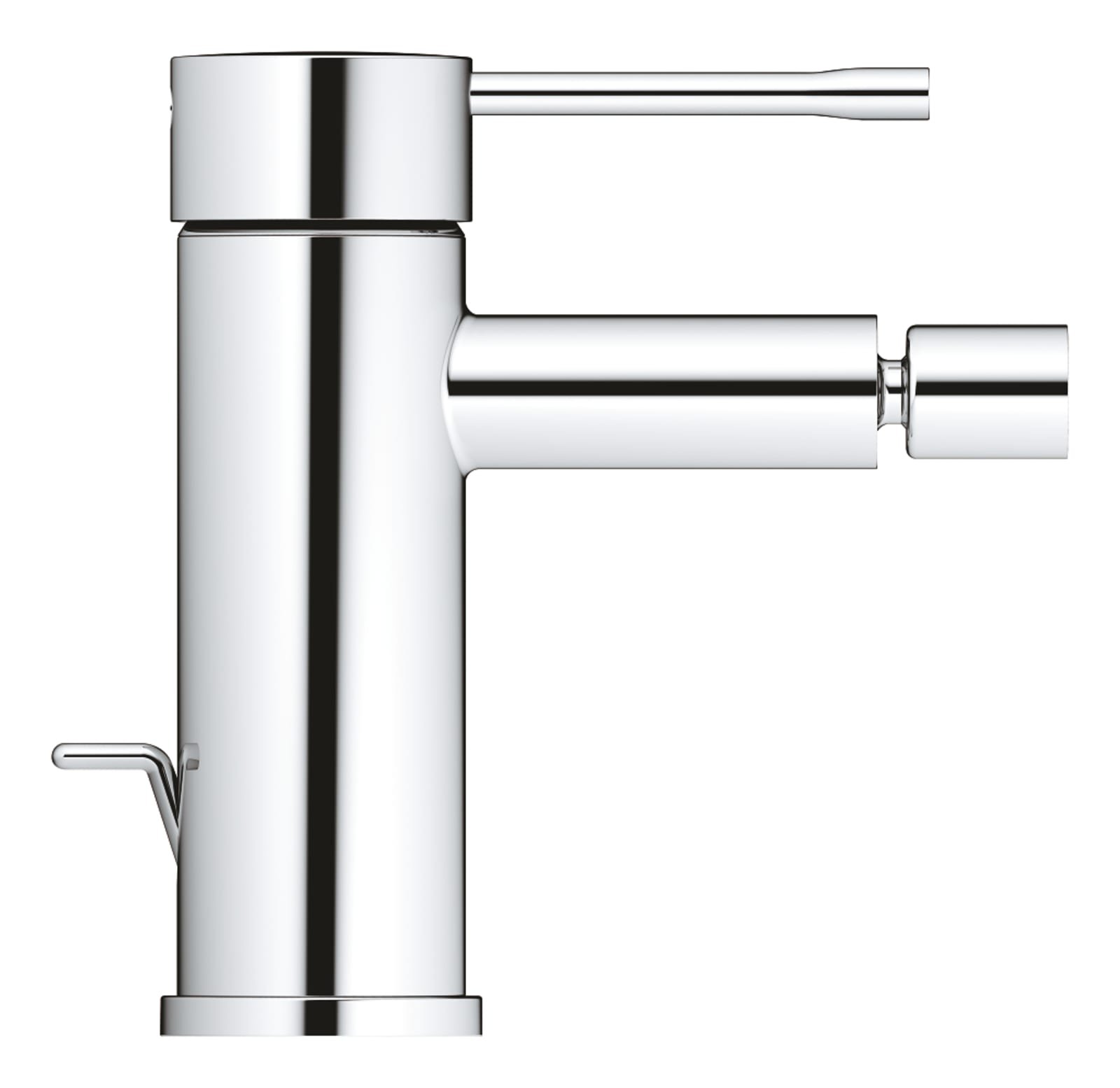 Grohe Essence New, Bidetmengkraan, S-size, trekwaste, eengreeps, 1-gats, 147mm hoogte, 111mm uitloop, vast, chroom