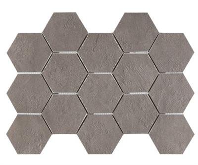 Ecoceramic Newton Smoke Natural 7,3x8,3 32,5x22,5 Malla Hexagonal
